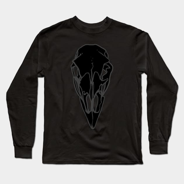 Bird Skull Long Sleeve T-Shirt by Krovav